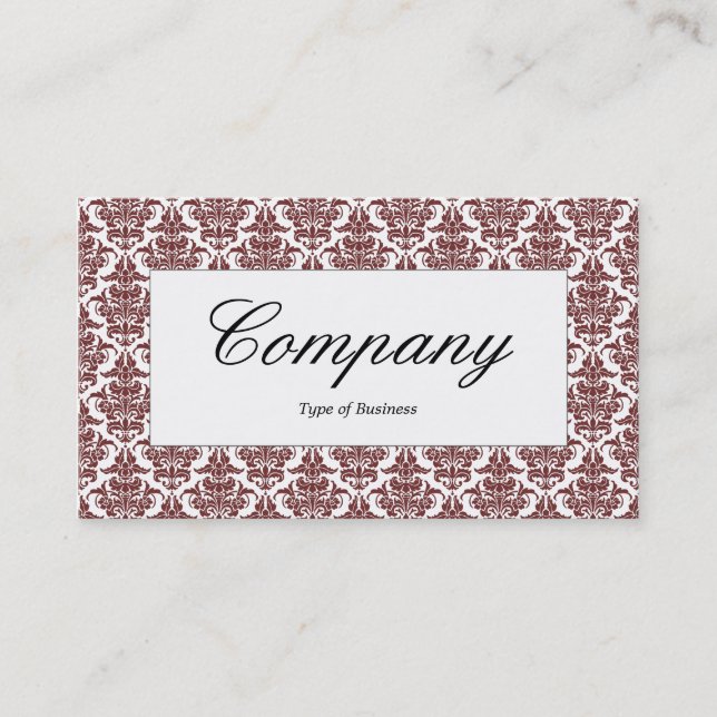 Center Label - Dk Brown Damask Business Card (Front)