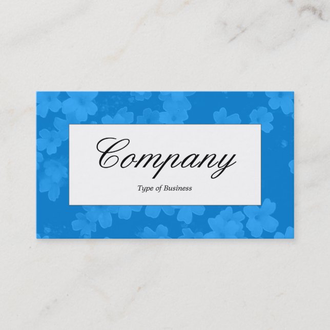 Center Label - Flower Texture - Blue Business Card (Front)