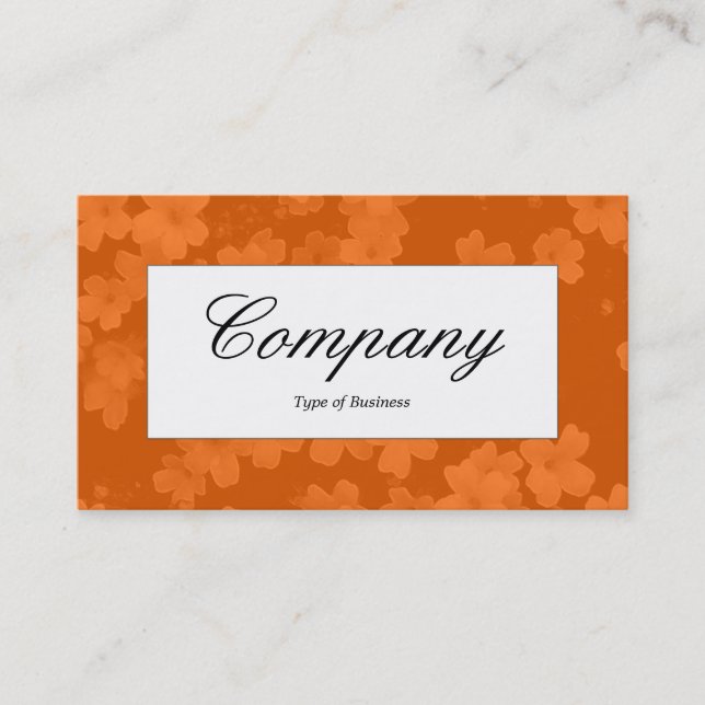 Center Label - Flower Texture - Orange Business Card (Front)
