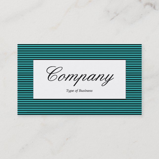 Center Label - Lined Pattern - Black and Cyan Business Card (Front)