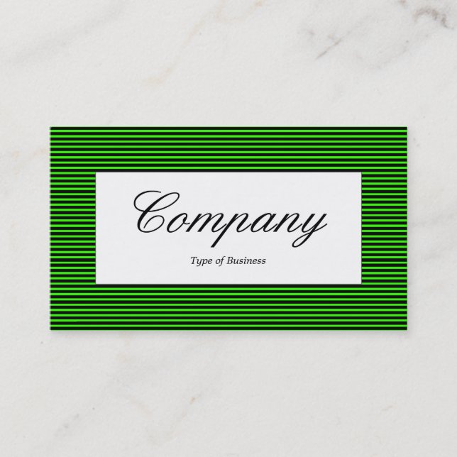 Center Label - Lined Pattern - Black and Green Business Card (Front)