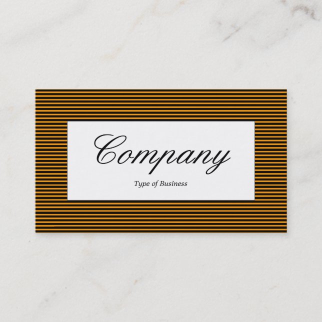 Center Label - Lined Pattern - Black and Orange Business Card (Front)
