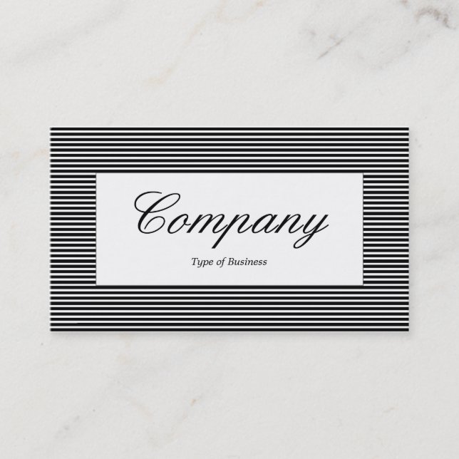 Center Label - Lined Pattern - Black and White Business Card (Front)