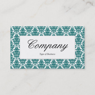 Center Label - Moss Green Damask Business Card