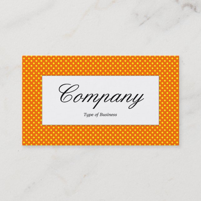 Center Label - Orange Net Texture Over Yellow Business Card (Front)
