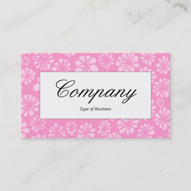 Center Label - Pink Floral Business Card (Front)