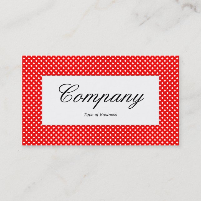Center Label - Red Net Texture Over White Business Card (Front)