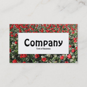 Center Label - Red Tulips and Primroses Business Card