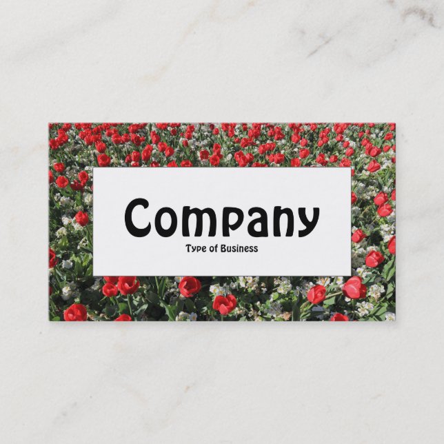 Center Label - Red Tulips and Primroses Business Card (Front)