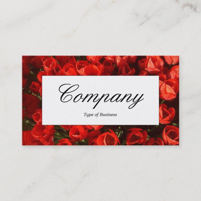 Center Label - Red Tulips Business Card (Front)