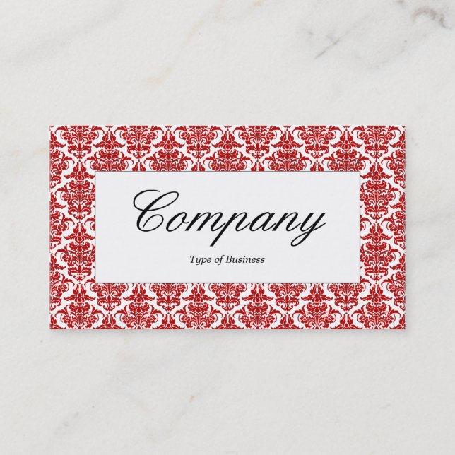 Center Label - Ruby Damask Business Card (Front)