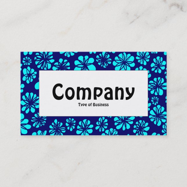 Center Label - Shades of Blue Floral Business Card (Front)