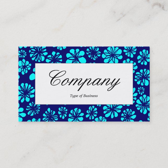 Center Label - Shades of Blue Floral Business Card (Front)