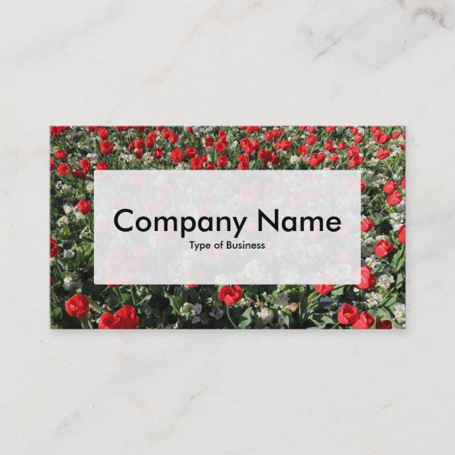 Center Label v3 - Red Tulips and Primroses Business Card (Front)