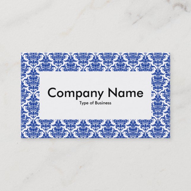 Center Label v4 - Damask Pattern - Navy Business Card (Front)