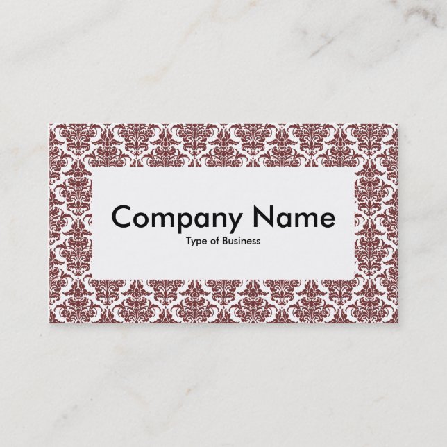 Center Label v4 - Dk Brown Damask Business Card (Front)