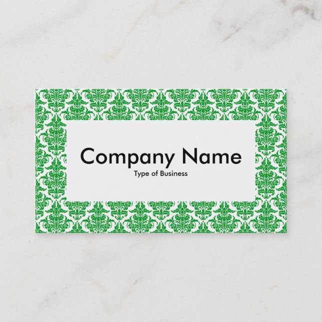 Center Label v4 - Grass Green Damask Business Card (Front)