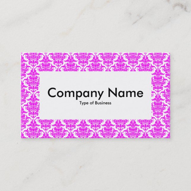 Center Label v4 - Magenta Damask Business Card (Front)