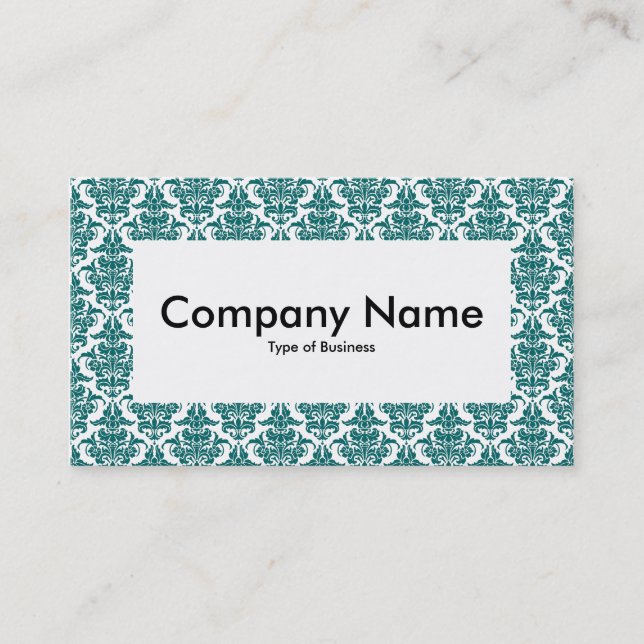 Center Label v4 - Moss Green Damask Business Card (Front)
