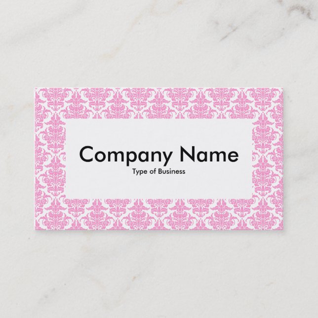 Center Label v4 - Pink Damask Business Card (Front)