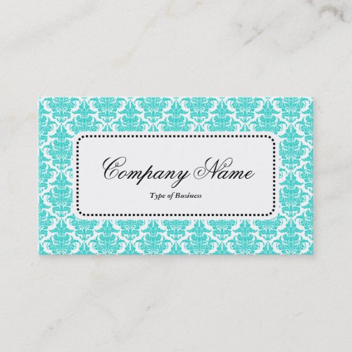 Center Label v5 - Aqua Damask Business Cards