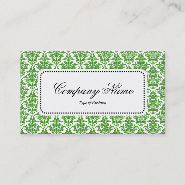Center Label v5 - Avocado Damask Business Card (Front)