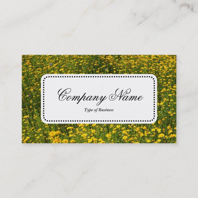 Center Label v5 - Bed of Yellow Daisies Business Card (Front)