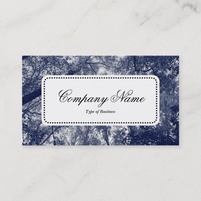 Center Label v5 - Blue Autumn Business Card (Front)