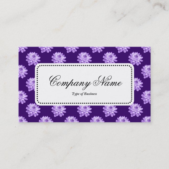 Center Label v5 - Chrysanthemum Pattern Dp Purple Business Card (Front)