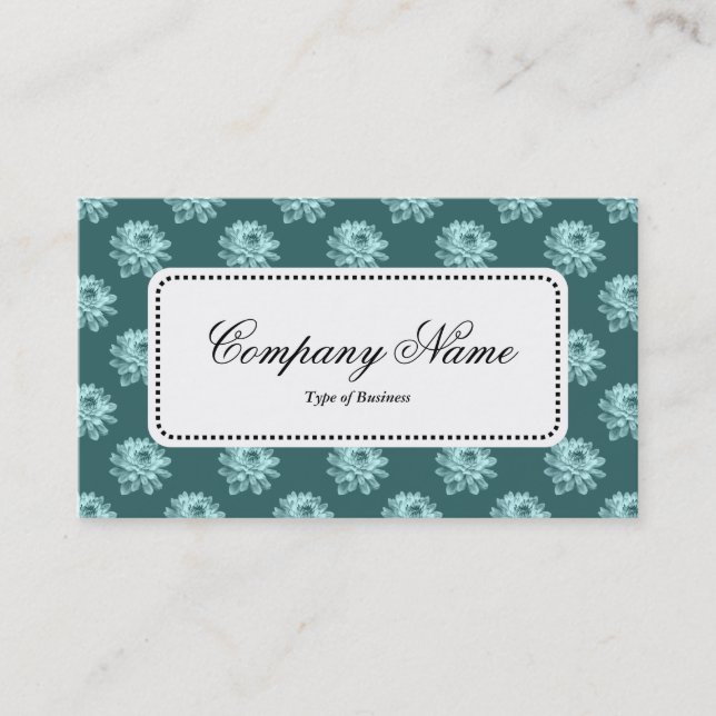 Center Label v5 - Chrysanthemum Pattern Moss Grn Business Card (Front)
