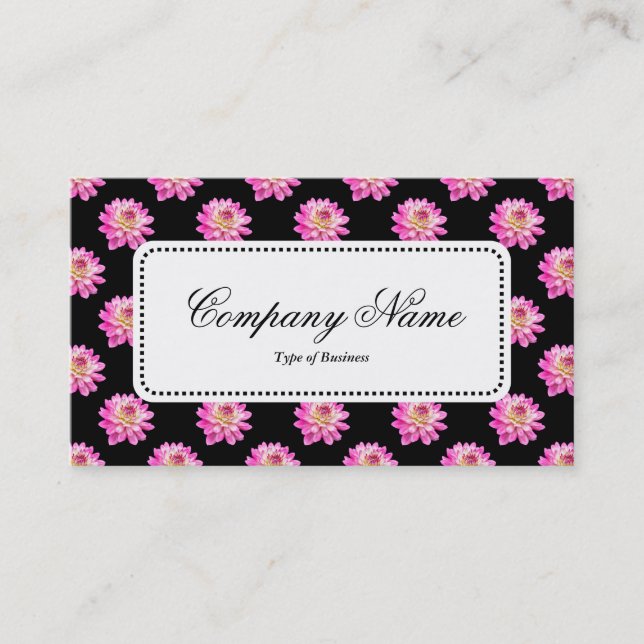 Center Label v5 - Chrysanthemum Pattern on Black Business Card (Front)