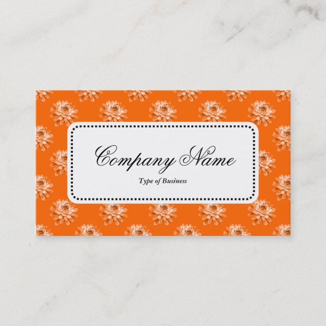 Center Label v5 - Chrysanthemum Pattern Orange Business Card (Front)