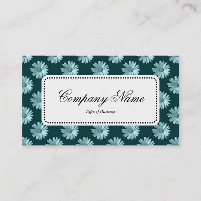 Center Label v5 - Daisies - Dark Green Business Card (Front)