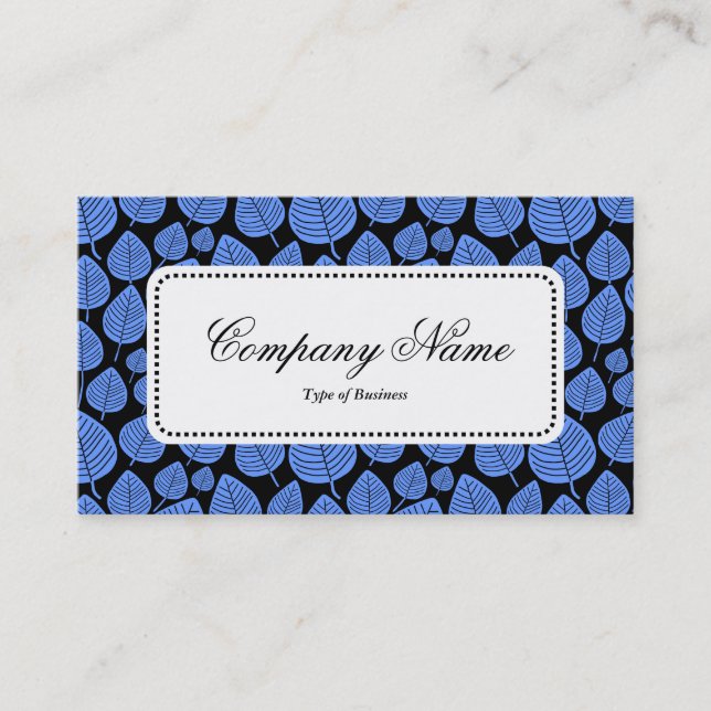 Center Label v5 - Leaf Pattern 02 - Baby Blue Business Card (Front)