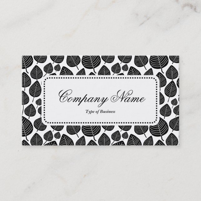 Center Label v5 - Leaf Pattern 02 - Black Business Card (Front)