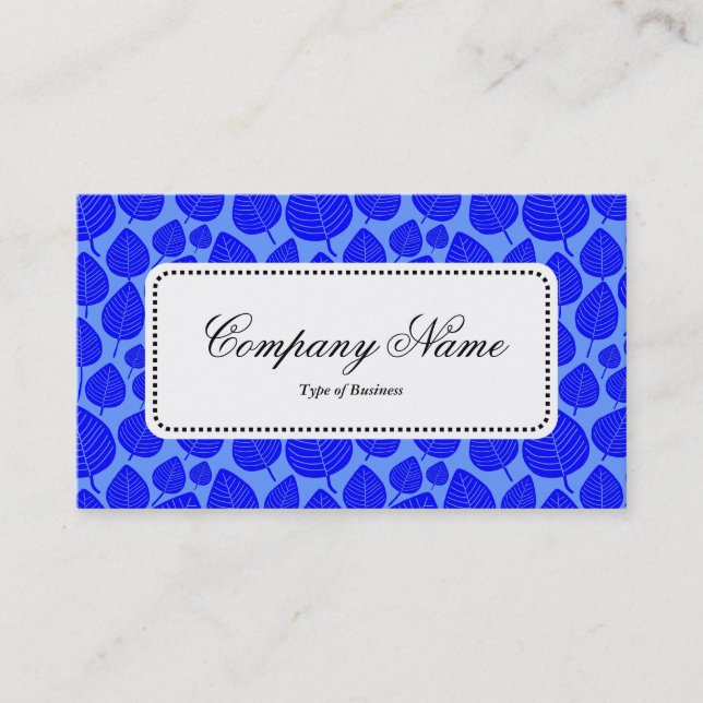 Center Label v5 - Leaf Pattern 02 - Blue Shades Business Card (Front)