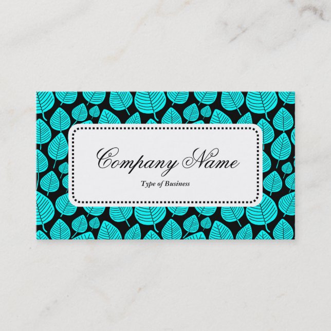 Center Label v5 - Leaf Pattern 02 - Cyan Business Card (Front)