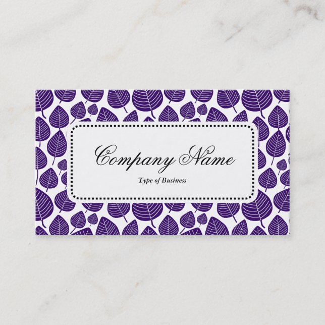 Center Label v5 - Leaf Pattern 02 - Deep Purple Business Card (Front)