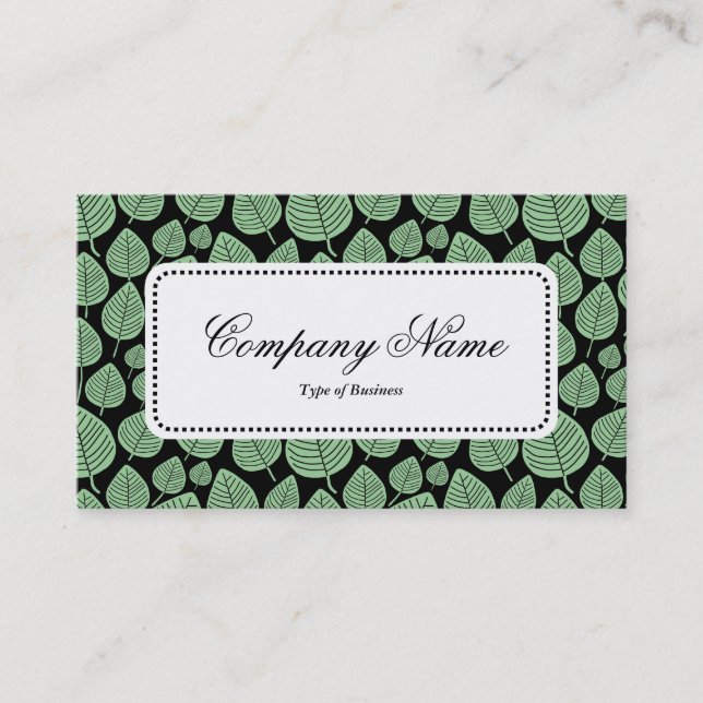 Center Label v5 - Leaf Pattern 02 - Faded Green Business Card (Front)