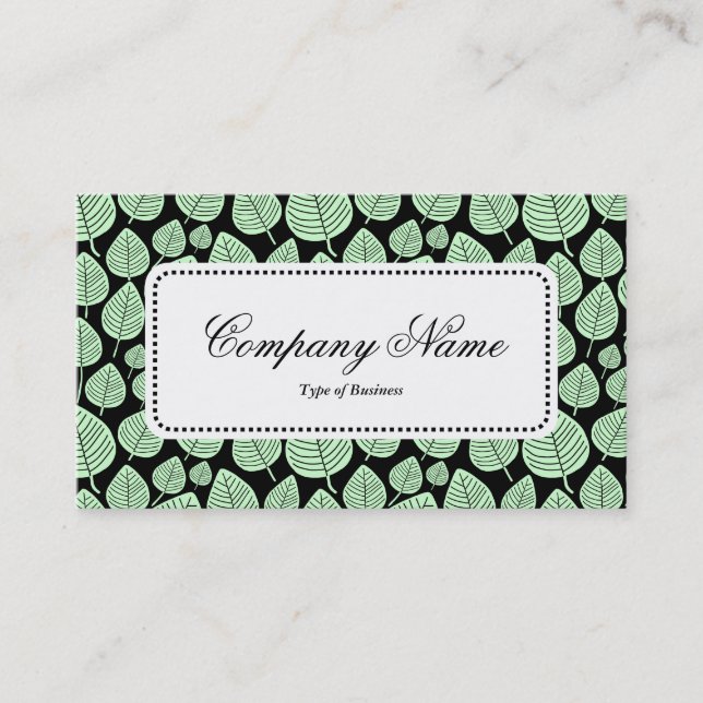 Center Label v5 - Leaf Pattern 02 - Ghost Green Business Card (Front)