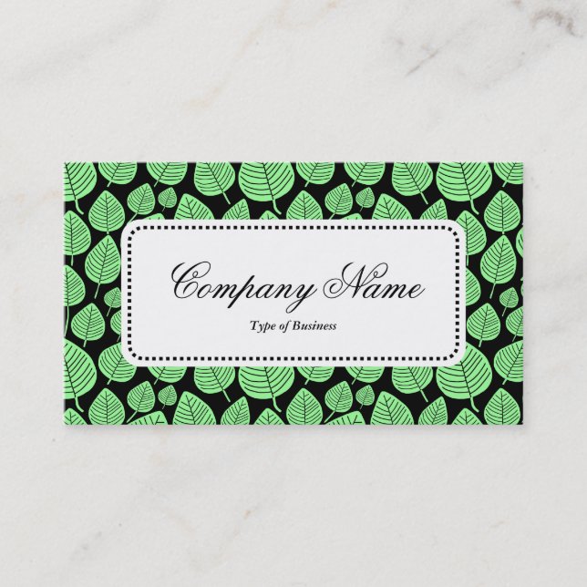Center Label v5 - Leaf Pattern 02 - Mint Green Business Card (Front)
