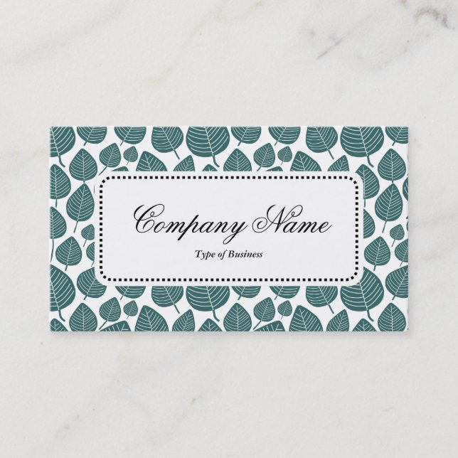 Center Label v5 - Leaf Pattern 02 - Moss Green Business Card (Front)
