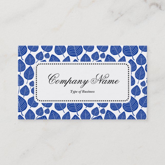 Center Label v5 - Leaf Pattern 02 - Navy Business Card (Front)