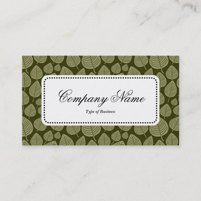 Center Label v5 - Leaf Pattern 02 - Olive Shades Business Card (Front)