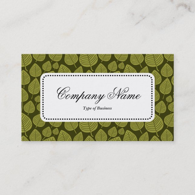 Center Label v5 - Leaf Pattern 02 - Olive Shades Business Card (Front)