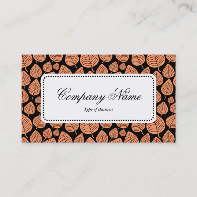 Center Label v5 - Leaf Pattern 02 - Peach Business Card (Front)