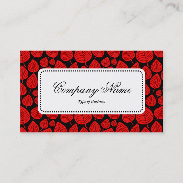 Center Label v5 - Leaf Pattern 02 - Red Business Card (Front)