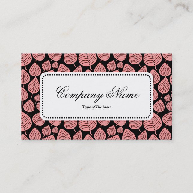 Center Label v5 - Leaf Pattern 02 - Soft Pink Business Card (Front)