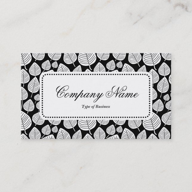 Center Label v5 - Leaf Pattern 02 - White Business Card (Front)