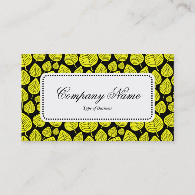 Center Label v5 - Leaf Pattern 02 - Yellow Business Card (Front)